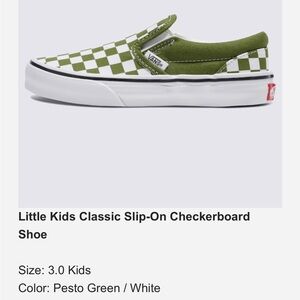Vans Classic Green and White Check Slip-Ons
